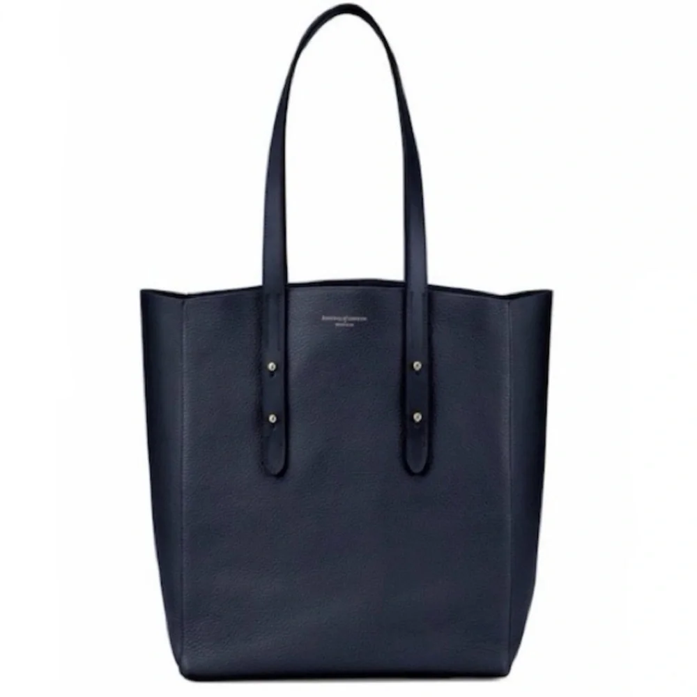 Aspinal of London - Essential Leather Tote Bag Navy Pebble - Pristine/Excellent - Picture 1 of 16